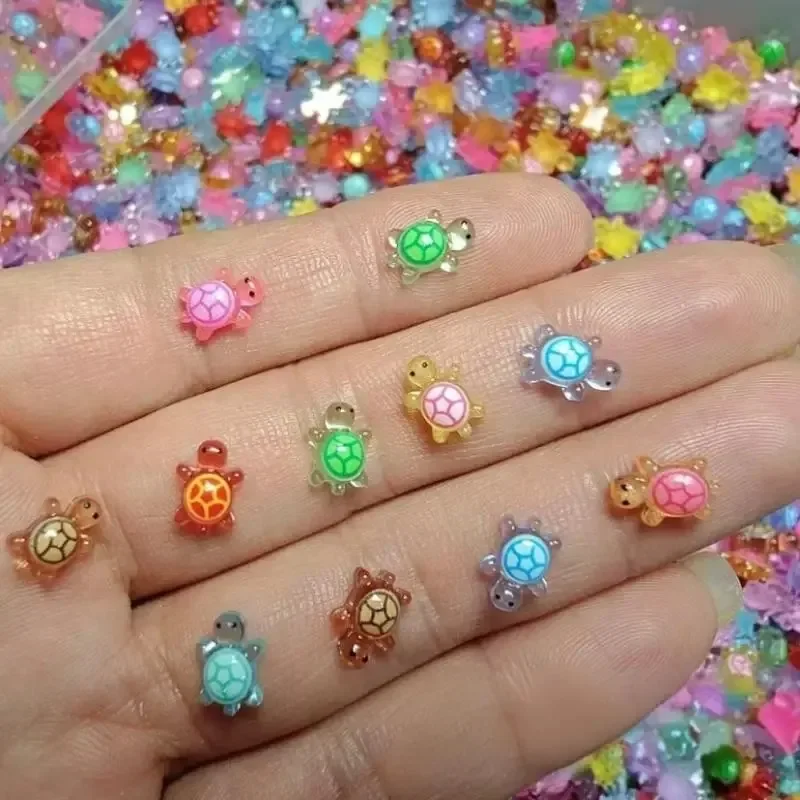 100pcs Cute Luminous Resin Turtle Miniatures, Glow In Dark Tortoise Figurines, Fairy Garden Micro Landscape Craft Decorations