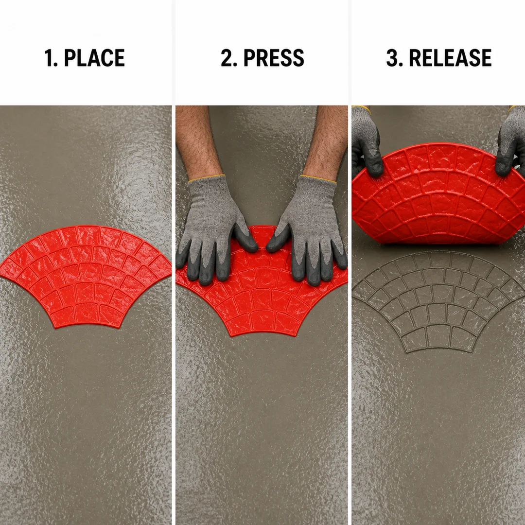 European Fan Paver Concrete Stamp Mold – Decorative Stone Texture Mat