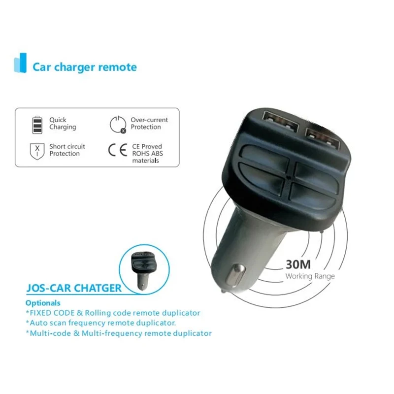 For Universal Car Charger Multi Frequency 280-868Mhz 5V 2A Homelink Garage Door Remote with USB Fixed and Rolling Code Tools