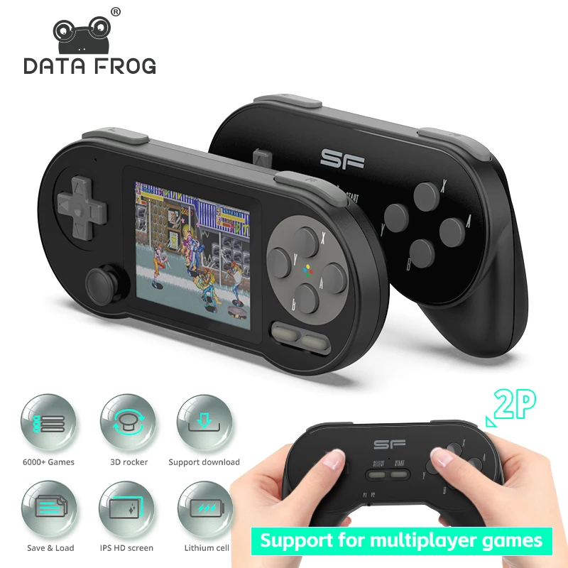 DATA FROG SF 2000 Handheld Game Console Built-in 6000 Games Classic Mini Retro Portable Video Game Players Support AV Output