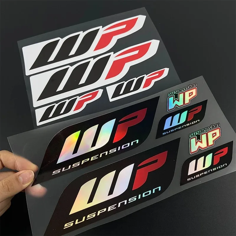 1 مجموعة ملصقات للدراجات النارية موتوكروس الجبهة الشوك Wp لامتصاص الصدمات شعار رائع تعليق دائم شارات الفينيل الديكور