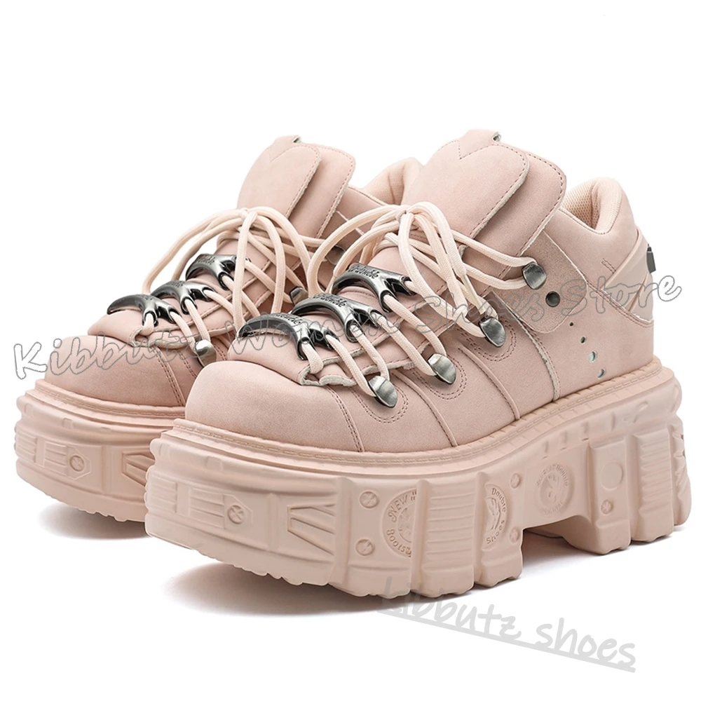 Sneaker Ankle Boots Platform Spicy Girl Round Toe Thick Bottom Rock Punk Novelty Fashion Concise Sexy Elegant Metal Decor Gothic view 6