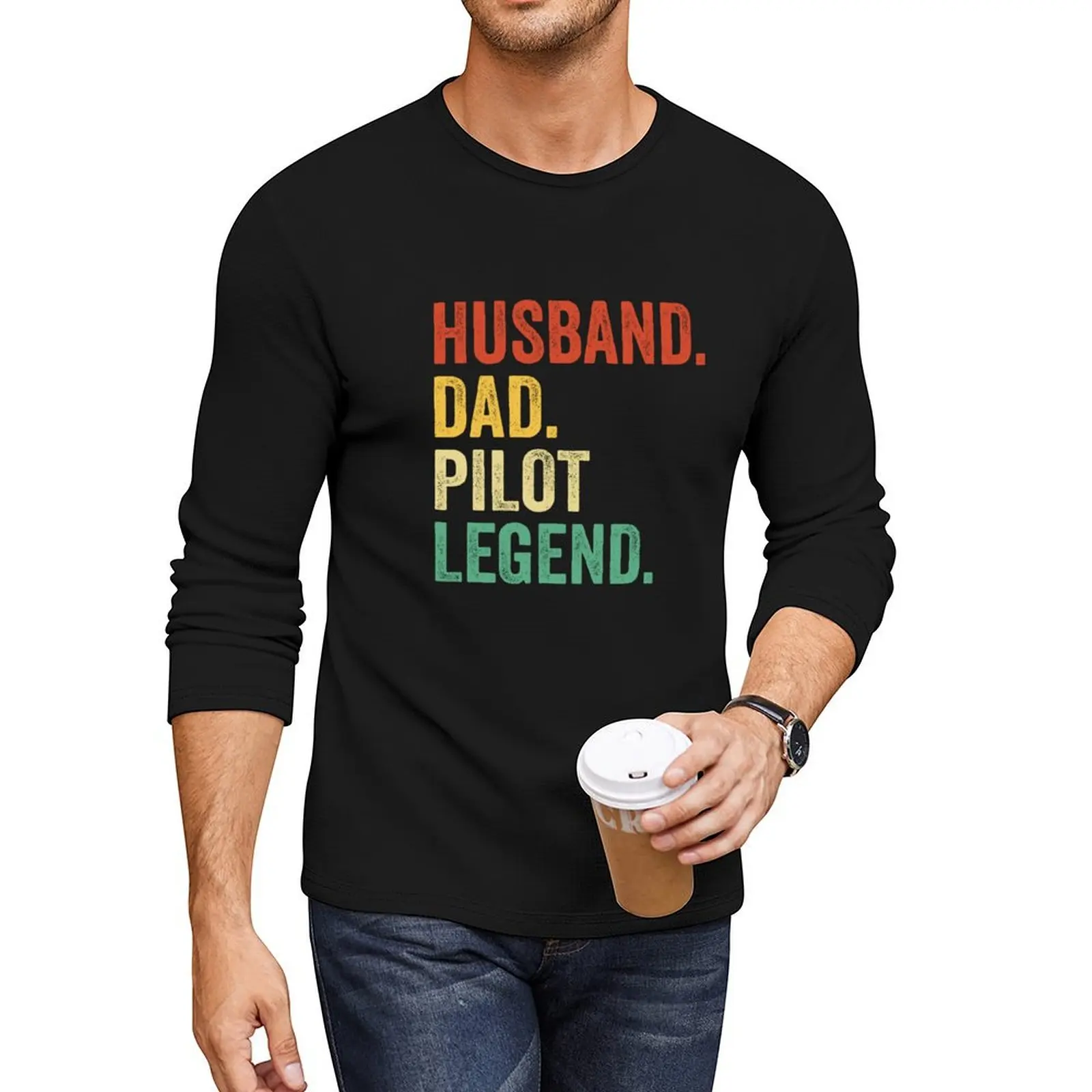 

Husband Dad pilot Legend, pilot Tee for Husband, Father's Day Gift, Gift for Him Long T-Shirt customized t shirts Men's clothing