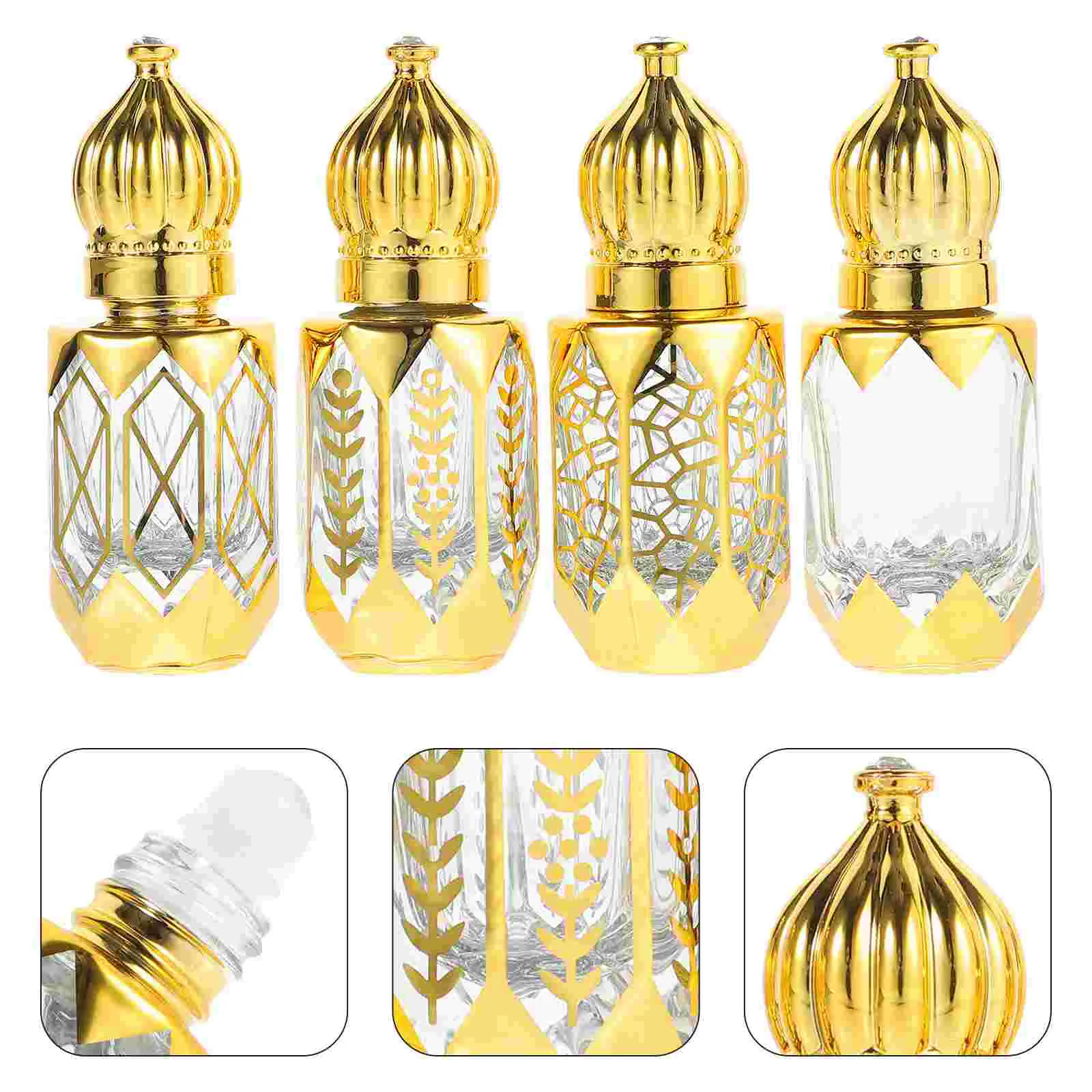 

4 Pcs Essential Oil Roller Empty Bottles for Oils Mini Water Dispenser Perfume Glass Travel Deodorizer