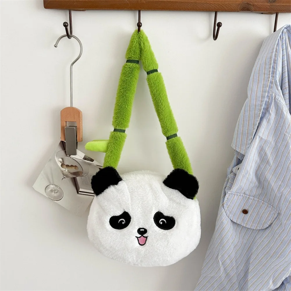 

Funny Cartoon Plush Panda Bag Large Capacity Green Strap Animal Shoulder Bag Cute Toy Soft Doll Handbag Girls