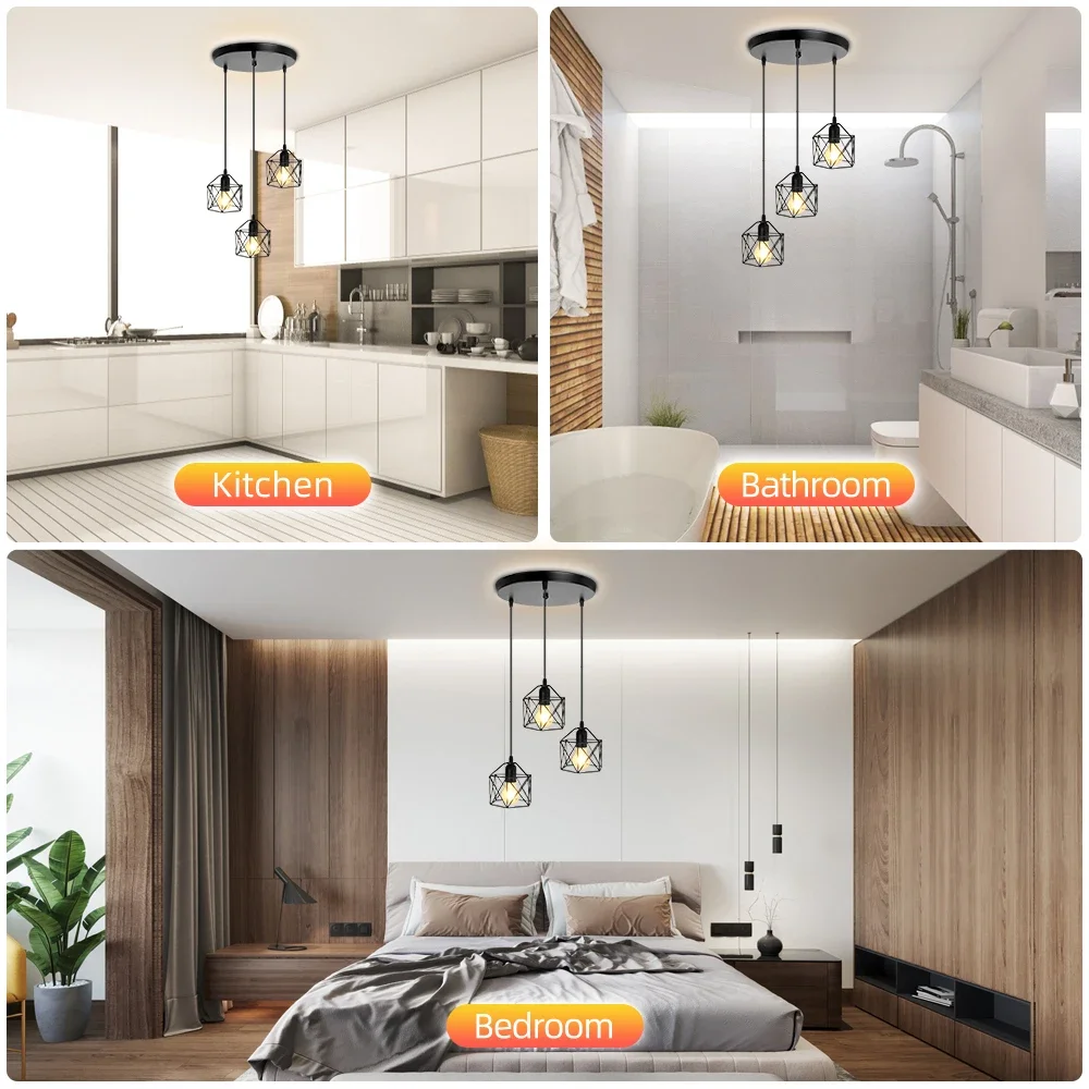 Led Adjustable Pendant Lights for E27 E26 Bulb Chandelier Hanging Lamps Indoor Ceiling Lighting Fixtures For Dining room Kitchen