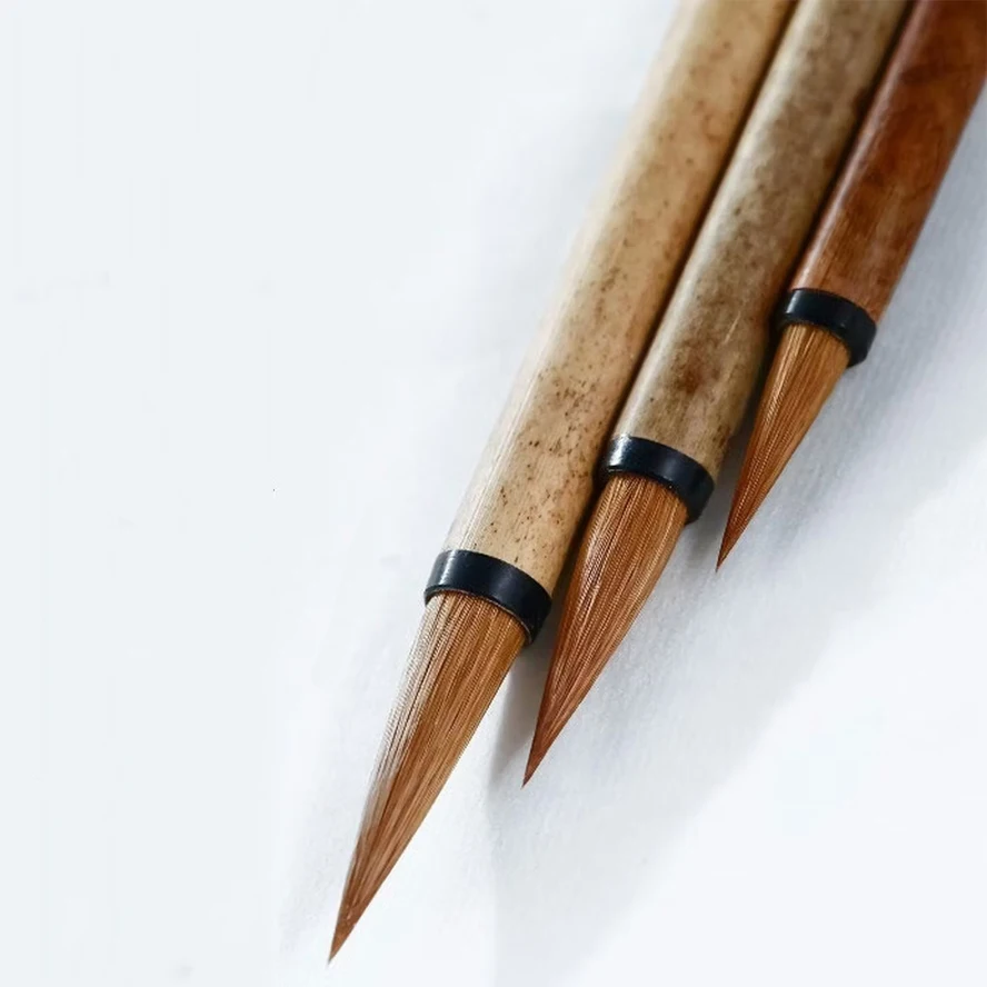 Pure Weasel Hair Brush - Master‘s Choice for Painting Calligraphy, Handmade Pen with Bamboo Handle for Sumi-e Sutra Writing