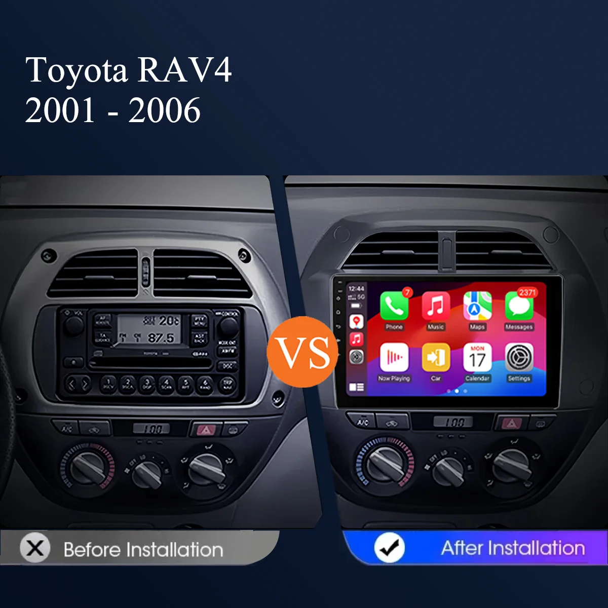 8G+128G Android 14.0 Car Radio Stereo HU For Toyota RAV4 2001 2003 2005 2006 Auto Multimedia Player Navigation GPS DVD Head Unit