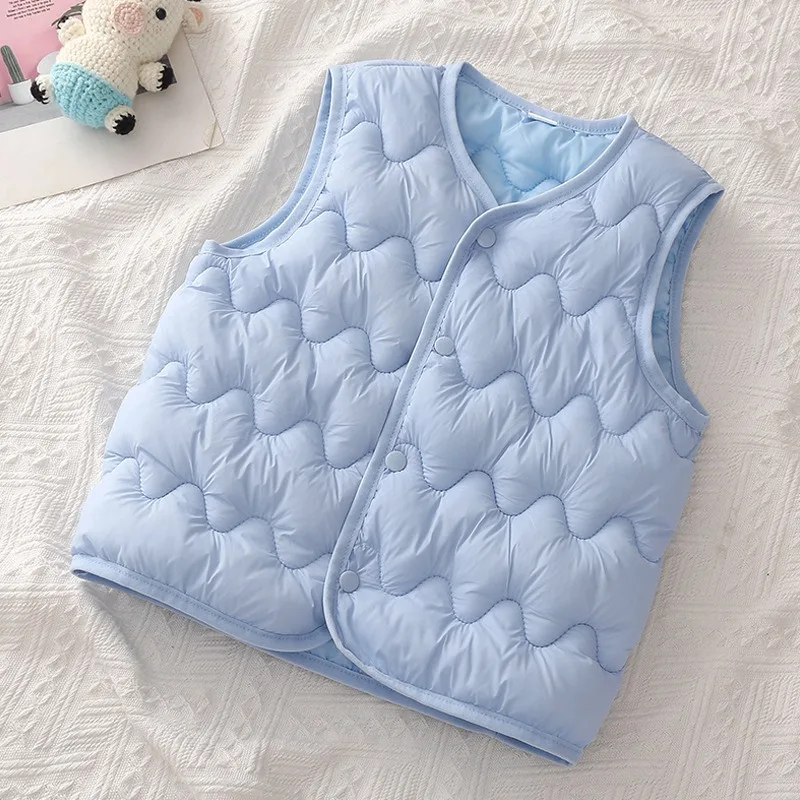 Children's down cotton vest boys  girls inside and outside wear thick warm children autumn winter solid color vests wholesale