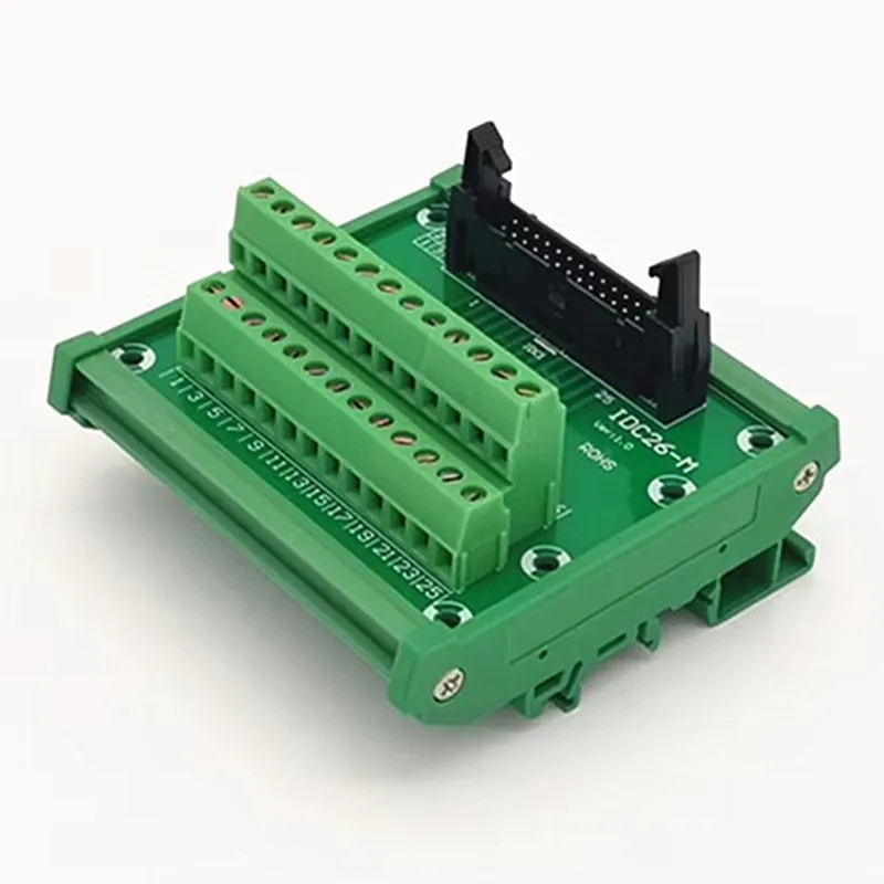 DC2-26P Black Connector IDC-26 DIN Rail Mounted Interface Module.