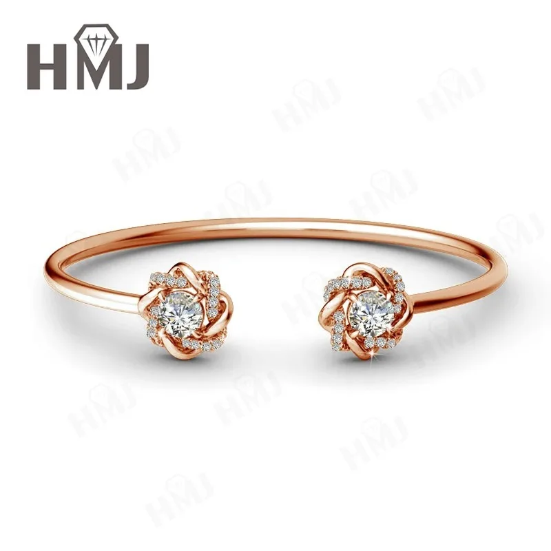 Offenes Armreif-Armband Moissanit 6,5mm Rundschliff 925 Sterling Silber 18K Vergoldet Klassisches Party-Geschenk Charms Brautschmuck – Detail 5