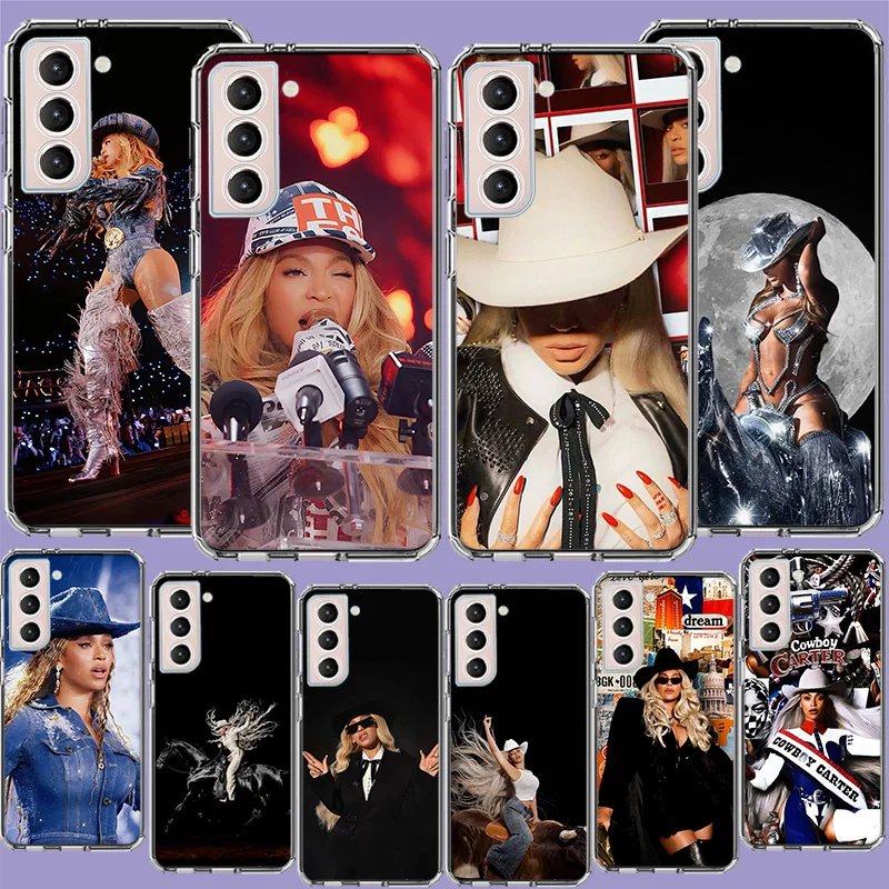 Singer Beyonce Cowboy Phone Case For Samsung Galaxy S25 Edge S24 S23 FE S21 S20 S10 Plus S22 S26 Ultra Cover Clear Cases TPU Cap