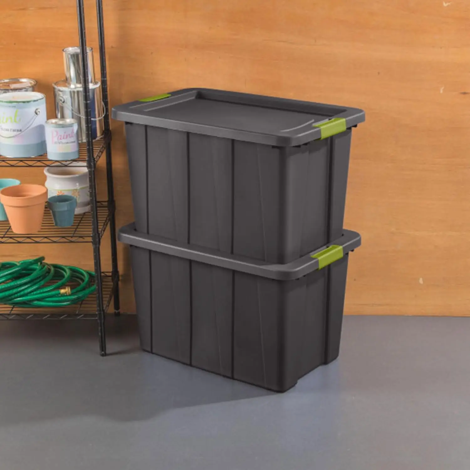 15273V04 Tuff1 Latching 30 Gallon Plastic Stackable Temperature & Impact Resistant Storage Tote Container Bin with Lid