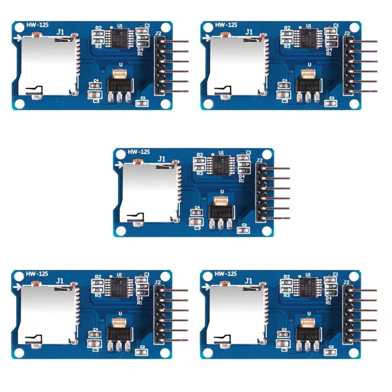 5pcs Micro SD TF Card Adater Reader Module 6Pin SPI Interface Driver Module with chip Level Conversion for Arduino UNO R3 MEGA 2