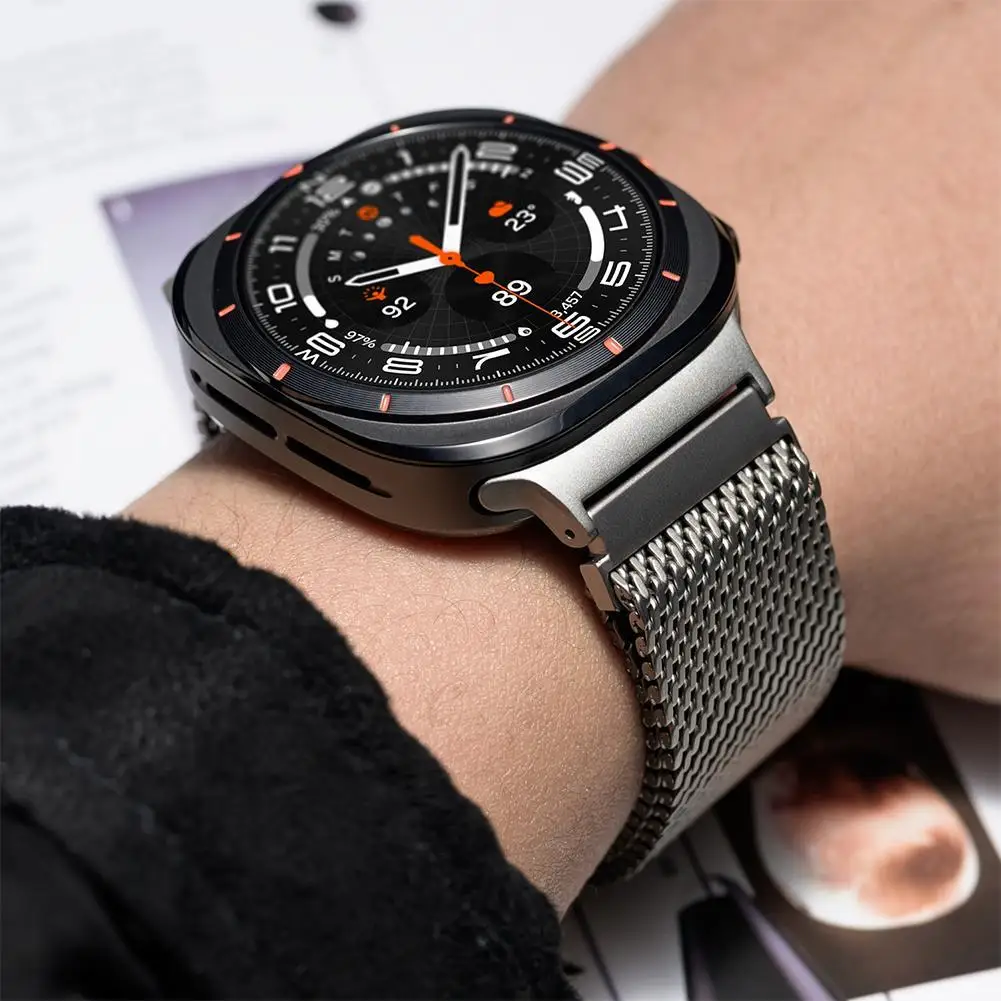 

Для Samsung Galaxy Watch 7 Ultra/Watch 8, ремешок из чистого титана, спортивный сетчатый ремешок для часов, антикоррозийный ремешок для спортзала и повседневного ношения