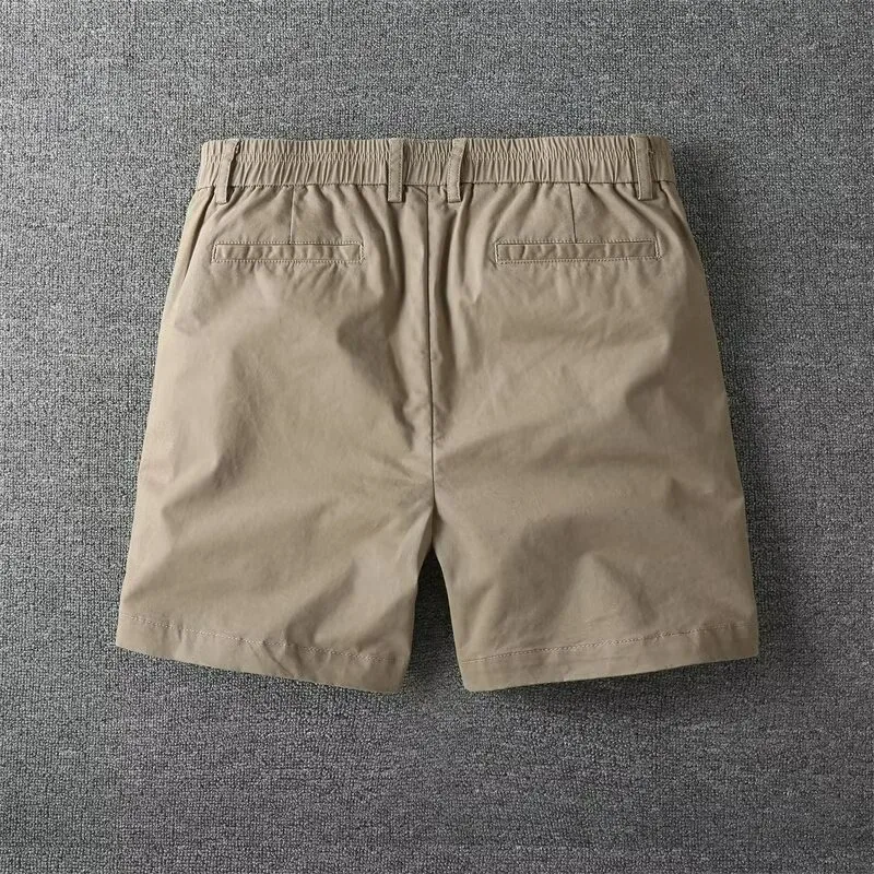 KIDWHXR Herren-Shorts, Sommer, schlicht, einfarbig, hohe Taille, gerade geschnittene Shorts, elastische Taille, lockere Sport-Freizeit-Shorts für Herren – Detail 9