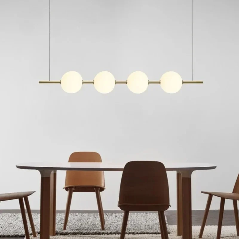 Minimalist Creative Art One Led Word Light Luxury High-end Dining Table Long Strip Restaurant Lamp Chandelier Salon Decor