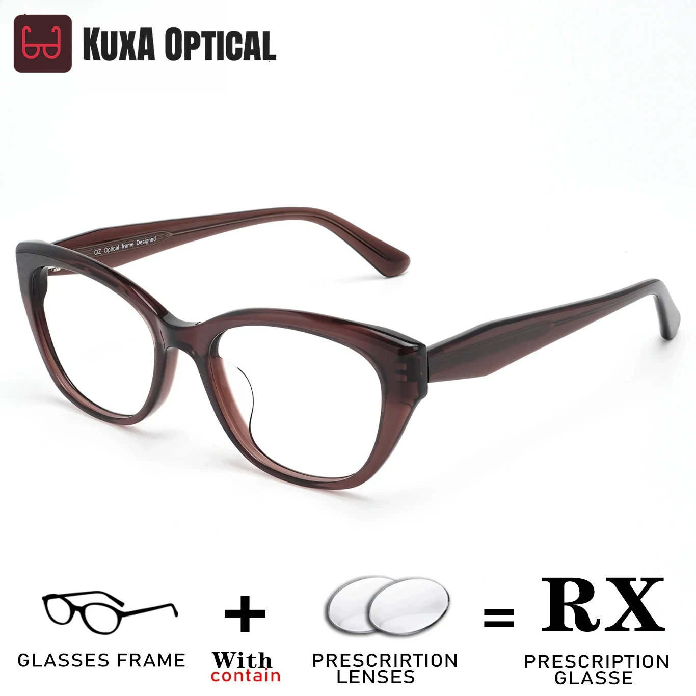 

KUXA Fashion Women Eyewear Prescription Glasses Optical Recipe Lenses Myopia Progressive Eyeglasses Cat Ocular Acetate Quality