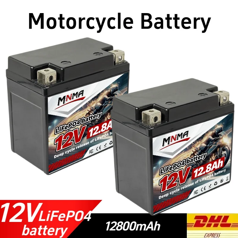 

12.8V 12.8Ah Motorcycle Battery LiFePO4 Scooter Starter 300A-400A Built in BMS Lithium Battery Voltage Protection ATV UTV