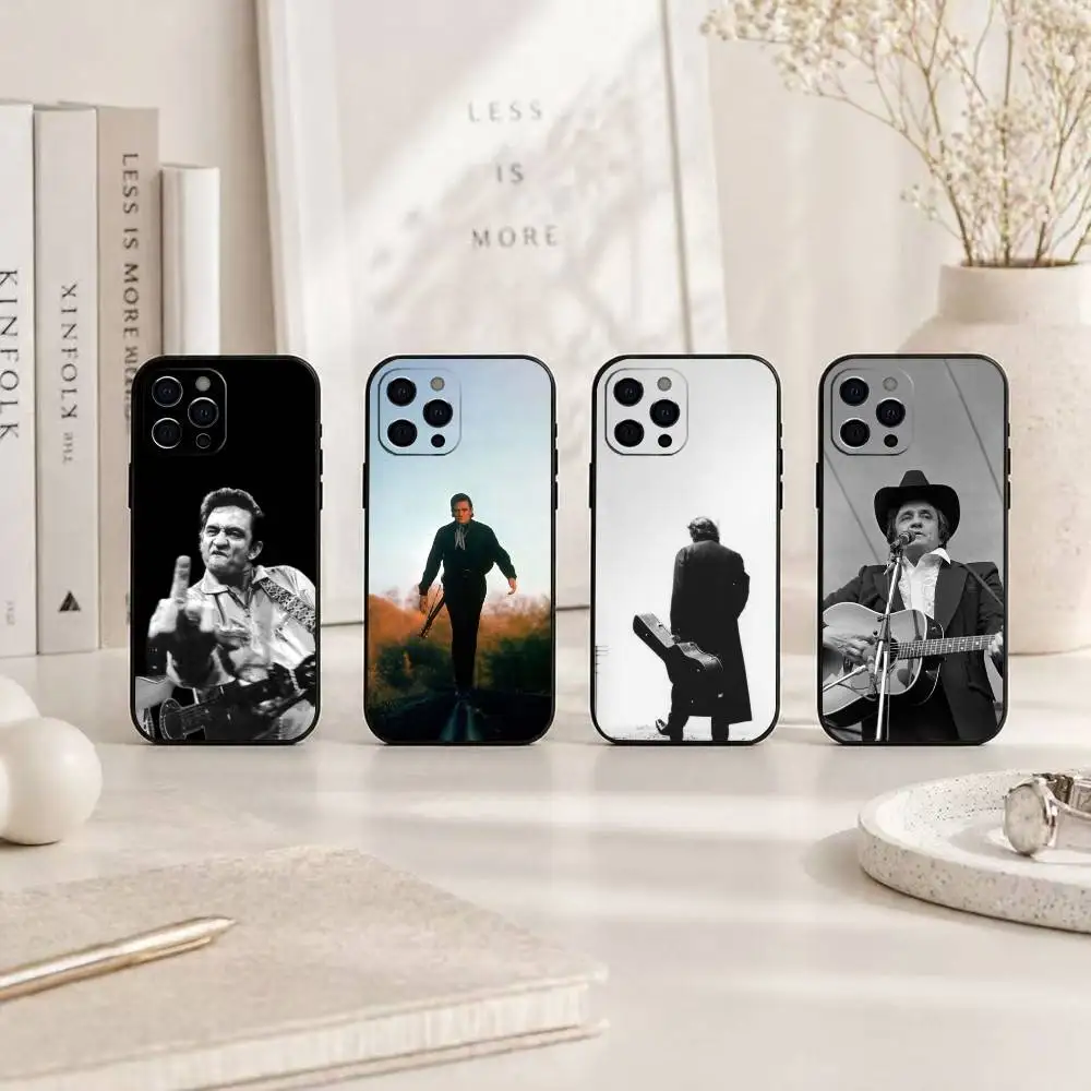 Singer J-Johnny C-Cash Phone Case For iPhone 17,16,15,14,13,12,11 Plus,Pro Max,XS,Soft Silicone Black Cover