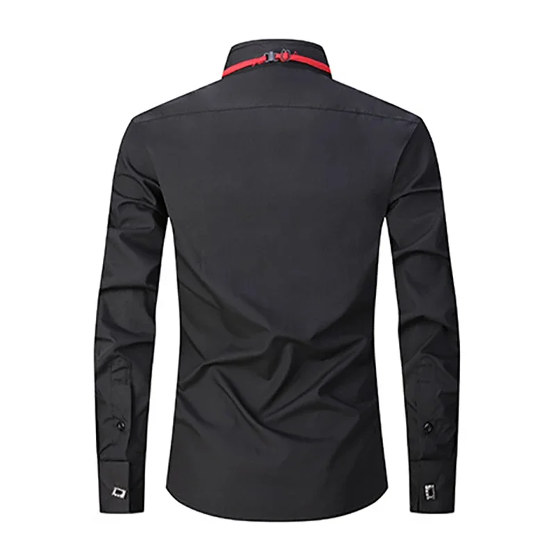 8XL Men\'s Wedding Shirt Men\'s Tuxedo dress shirt French Cufflinks Formal Men\'s Long Sleeve Shirt Slim Fit French Cuffs Shirt