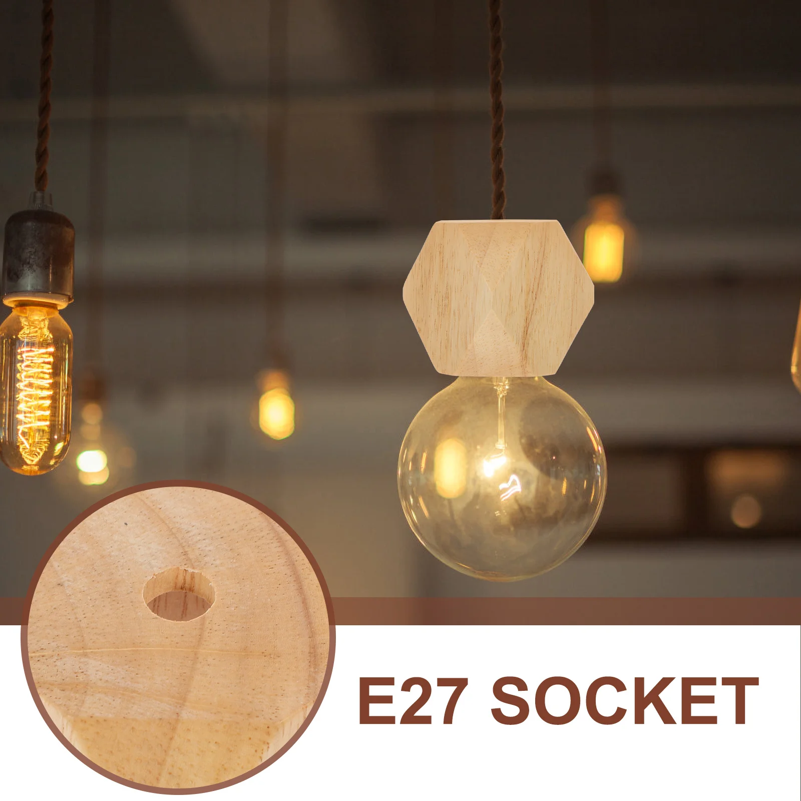 

1pc Wooden Light Holder Pendant Bulb Base Repair Kit For Diy Repair Kit Parts Lighting Lamp Sockets Lamp Parts Fixtures