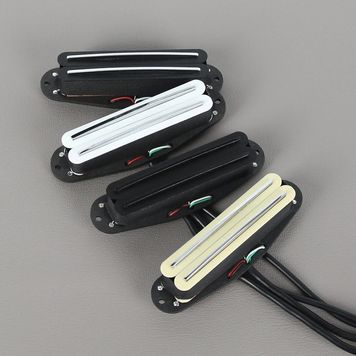 FLEOR 1PC Alnico 5 Hot Dual Rails Humbucker Pickup Single Coil Sized fit ST/SQ Guitar Parts, Black/White/Yellow Option