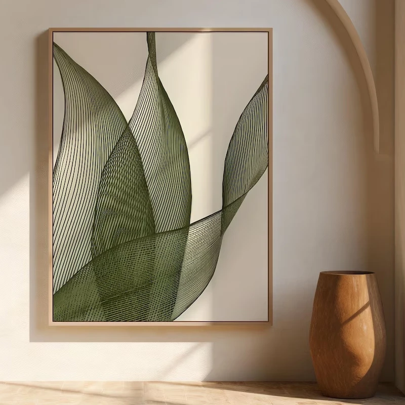 Minimalistische botanische Linie Wandkunstdrucke und Poster, grünes Blatt, abstrakte Wandbilder für Wohnzimmer, Heimdekoration, Kunstwerk, Geschenk