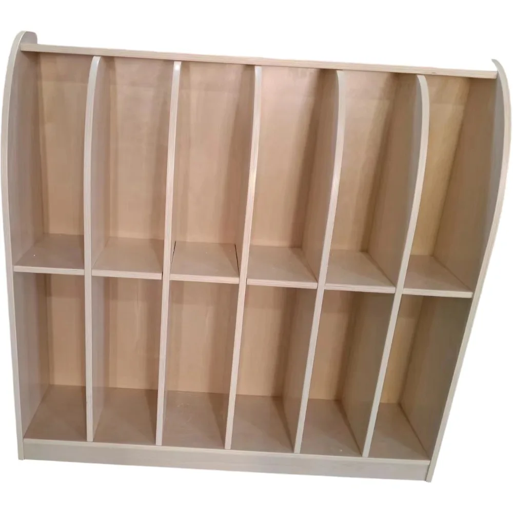 2-Tier Wooden Classroom Furniture, Quality Daycare Cubbies for Preschool Kids, Display Bookshelf Toy Bag Storage Cabinets