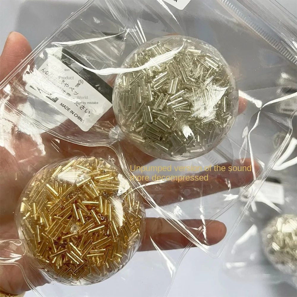 Bola de cuentas de tubo de plata y oro con cuentas explosivas, bola de tubo activada por voz de rebote lento suave, juguetes de simulación para aliviar el estrés