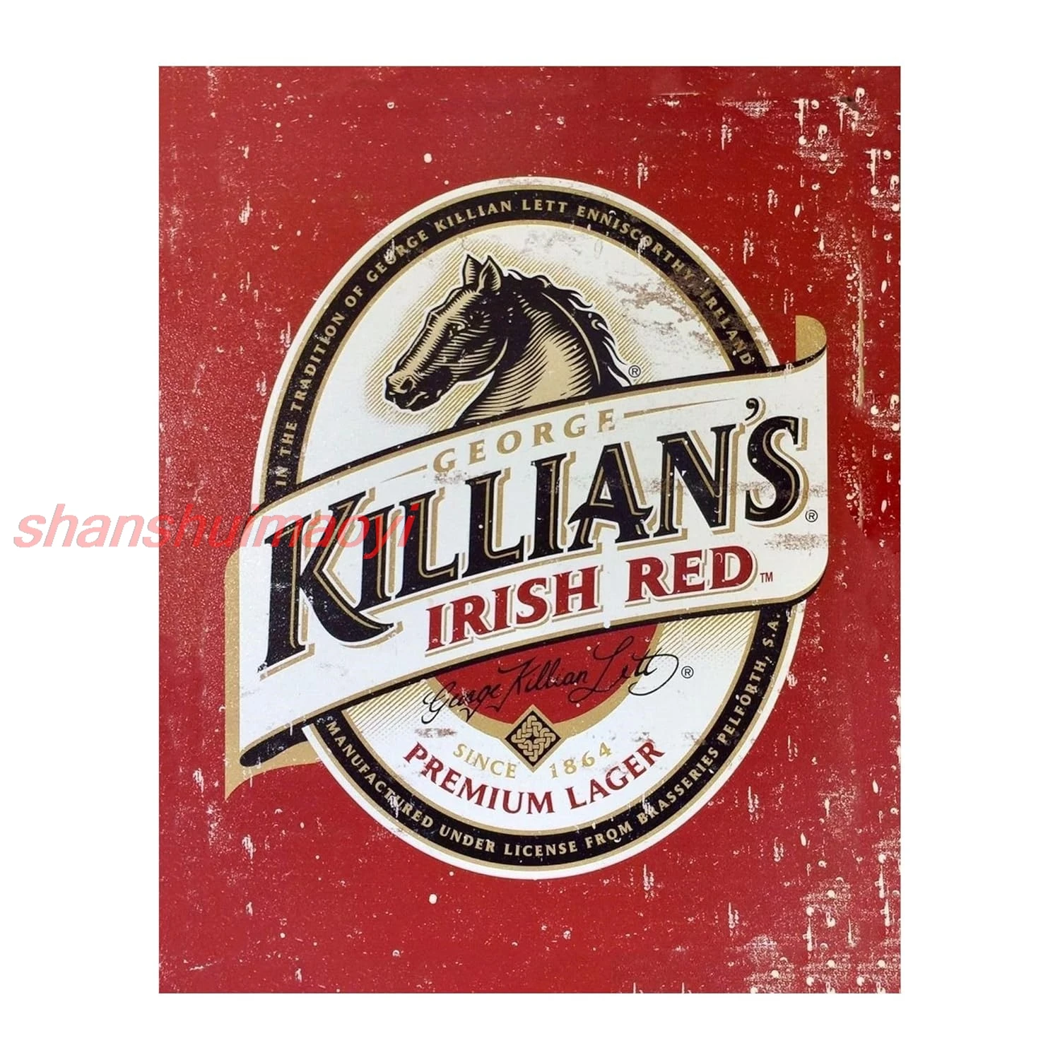 Irish Red- Premium Lager Killians Beer Home Decor - Vintage Sign Wall Decor Poster Print Distressed Sign Replica Print. Pe ASC