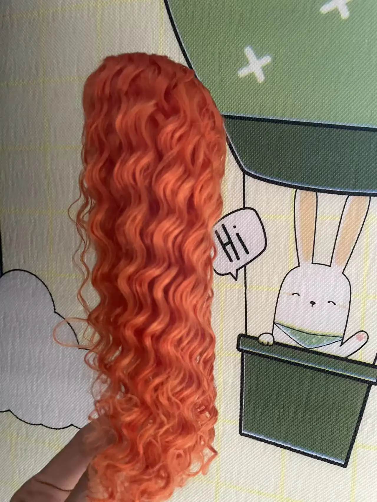 In-stock Promotion Hard Shell Wig 1/6 BJD Doll Hair Bright Radish  Red Curly Hair Free Shipping