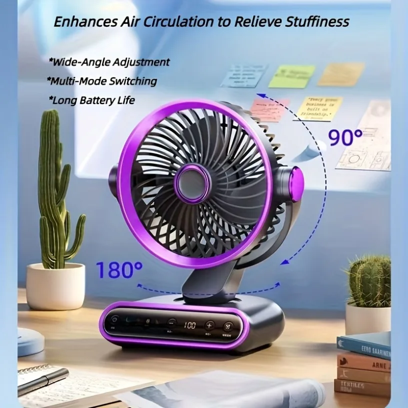 Ventilateur de circulation intelligent pour bureau, 4 modes et 100 vitesses réglables, ventilateur de refroidissement pour chambre, bureau, salon et extérieur