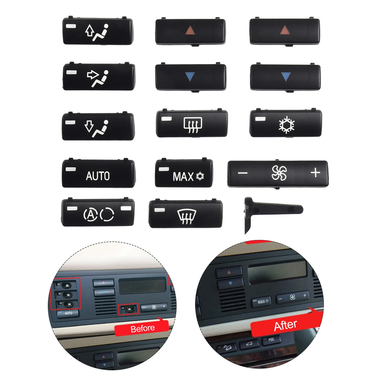 

Reliable Car Climate AC Control Panel Switch Buttons for BMW E39 E53 Perfect Fit No Modifications Needed 14Pcs