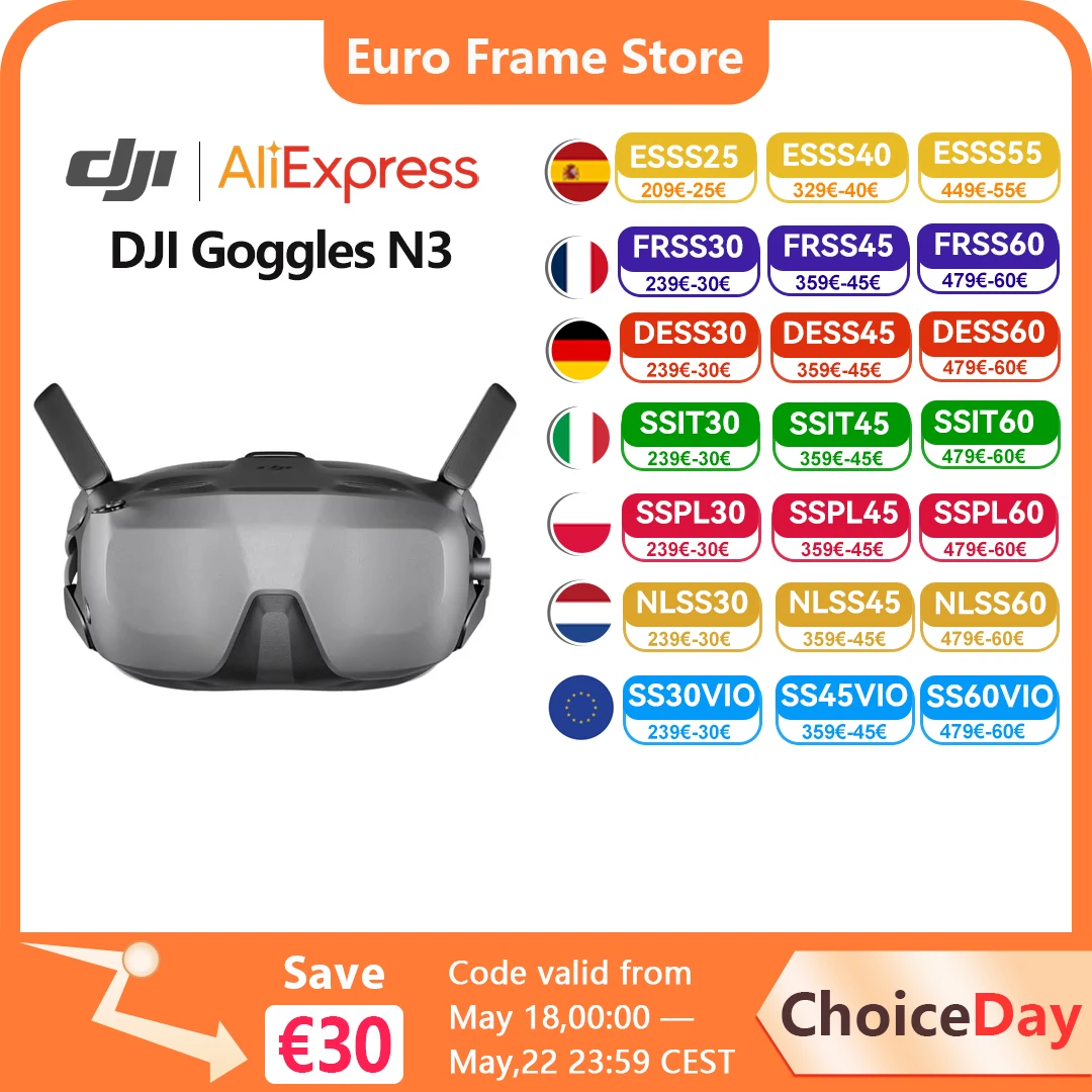 Lunettes FPV DJI Goggles N3, lunettes FPV 1080p à écran ultra large, expérience de vol immersive, lunettes de streaming sans fil FPV N3, neuves et originales