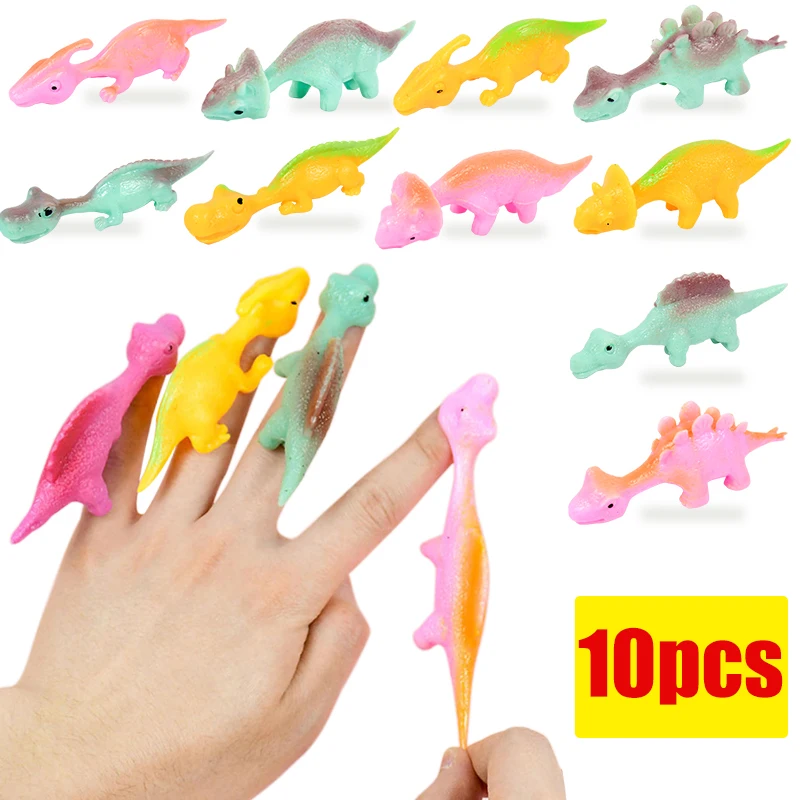 5/10Pcs Finger Catapult Dinosaur Games Toy TPR Turkey Finger Slingshot Kids Jungle Birthday Party Favors Pinata Fillers Gift