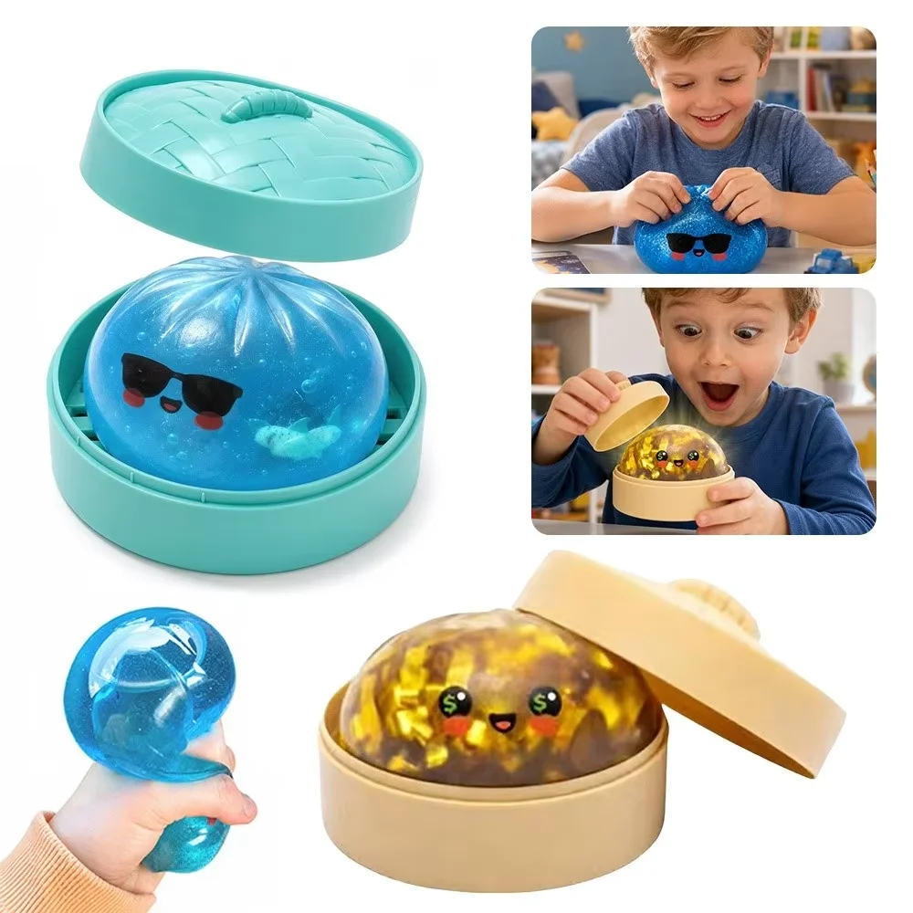 New Marine shark Glitter Dumpling Glitter Dumpling Squishy with Box Dumplings Sensory Squeeze Toy for Stress Relief Toys view 3