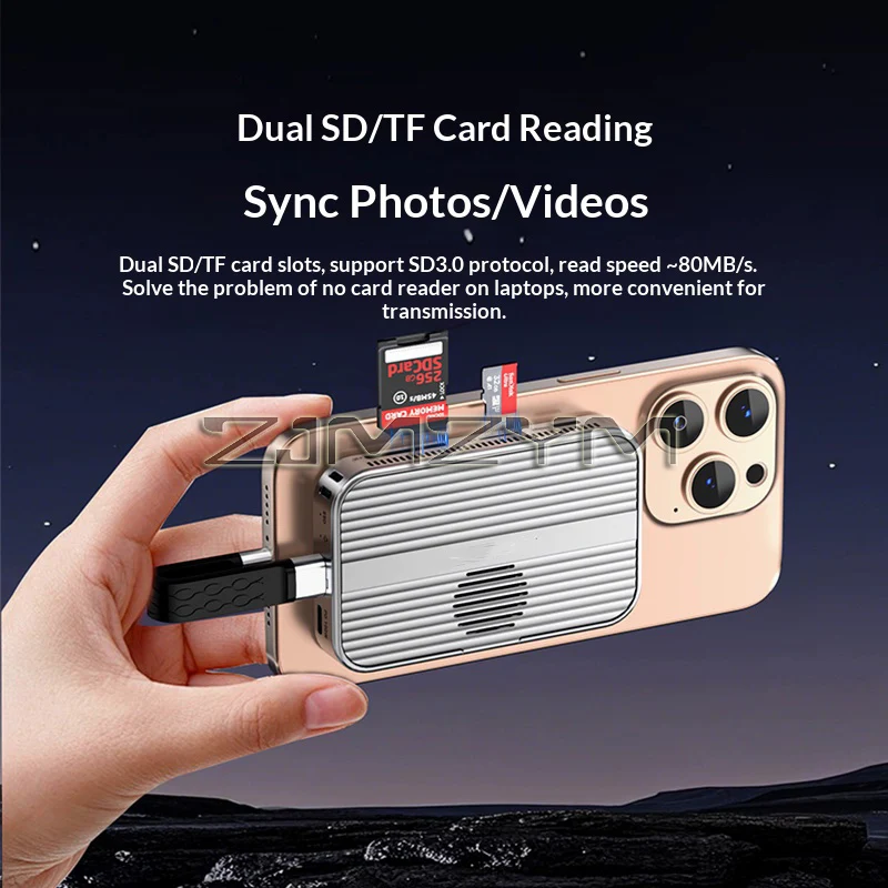 10Gbps Magnetic M.2 NVMe SSD Enclosure & USB-C Docking Station TF/SD 3.0 4K 60HZ for Phone