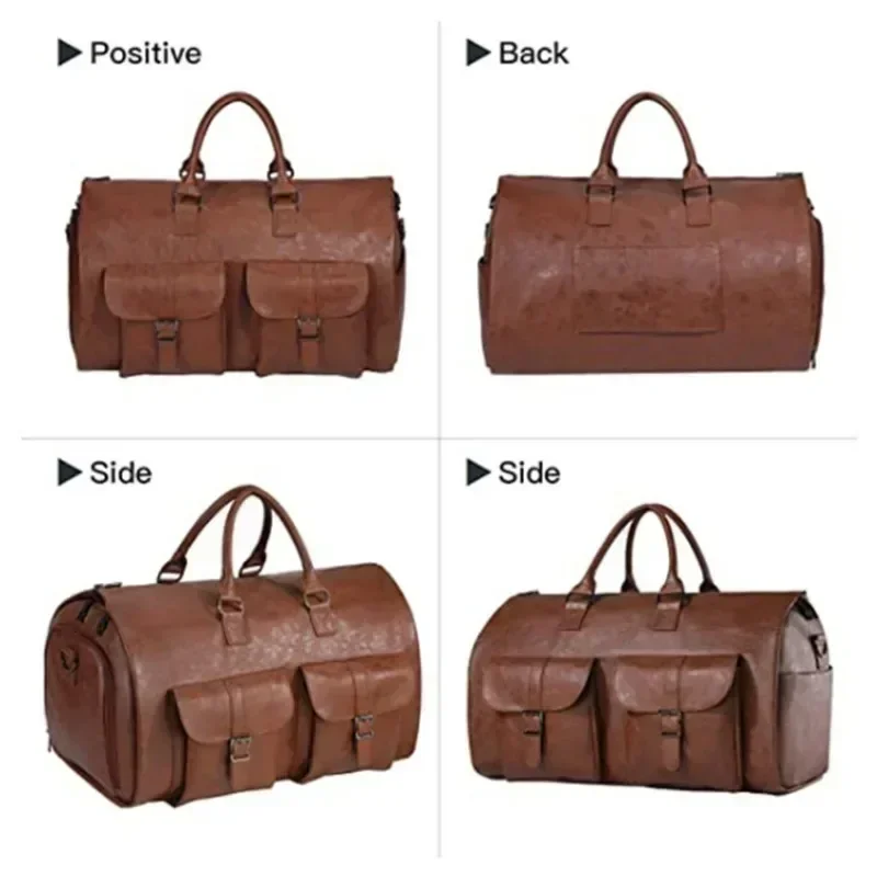 Borse per indumenti da uomo convertibile da viaggio Carry On Garment Duffel PU Bag borsa grande impermeabile 2 In 1 Suit Dress Business Flight Bag