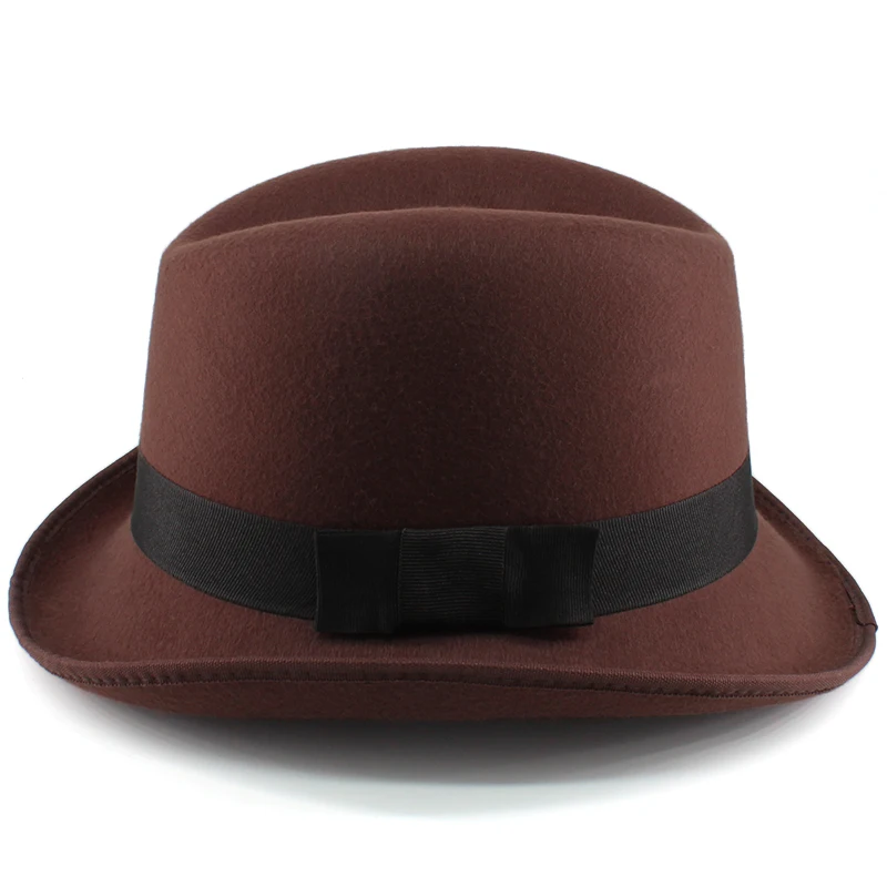 Männer Frauen Klassische Retro Wollmischung Homburg Hüte Woll-Fedora-Kappen Trilby Sonnenhut Reise Party Einstellbar UK M-L US 7 1/8-7 3/8 – Detail 8
