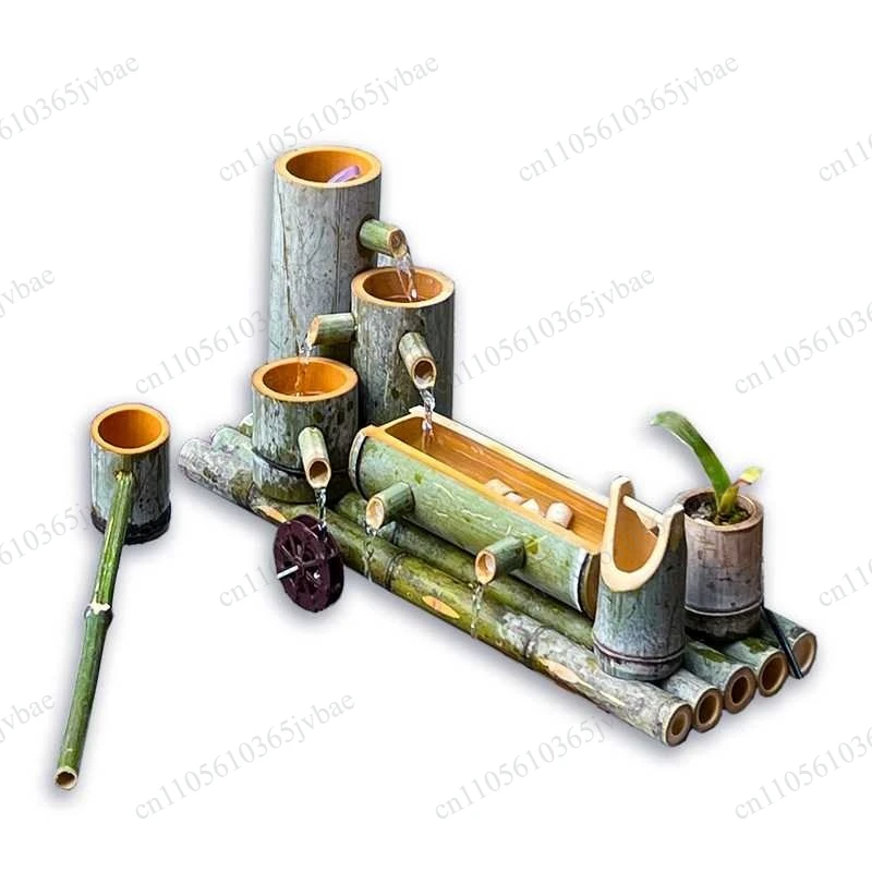 Solar Bamboo Pipe Flowing Water Ornament Fish Tank Stone Groove Circulation Filter Fountain Landscaping Decoration Appliance