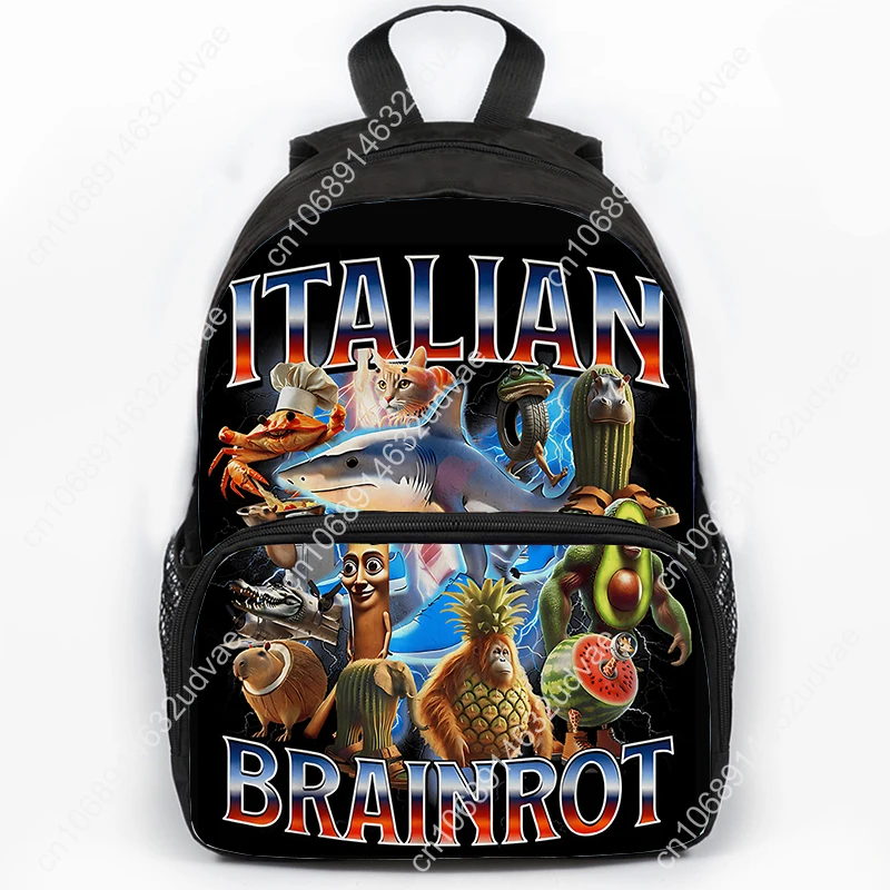 Italian Brainrot Print Backpack School Bags Cartoon Tung Tung Sahur Primary Students Bookbag Boys Girls Rucksack Travel Mochila