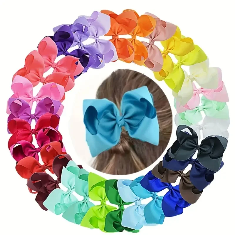 

10PCS 8Inch Big Grosgrain Ribbon Solid Hair Bow with Clips Women Girls Kids Hair Clips Headwear Boutique Hair Brooches Accessory