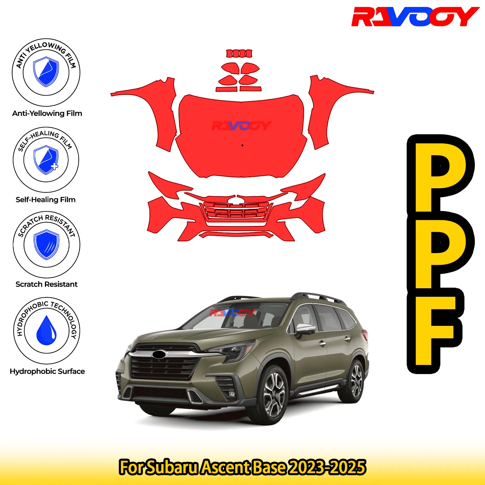 

For Subaru Ascent Base 2023-2025 Glossy Matte Black Precut front PPF Kit Paint Protection Film