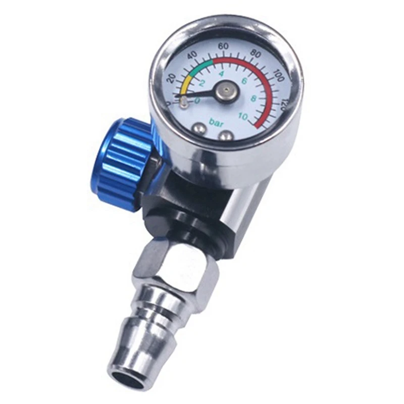 ABJA-1/4 Inch Bsp Mini Air Regulator Valve Tool Durable Small Tail Pressure Gauge With Nozzle For Spray Tool