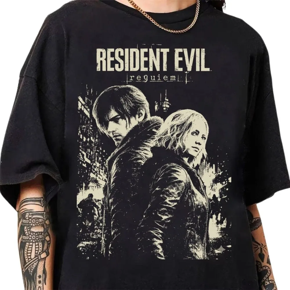Camiseta Retro de Resident Evil Requiem, Camiseta del Juego Resident Evil, Nueva Camiseta de Verano de Algodón Retro Unisex Casual a la Moda