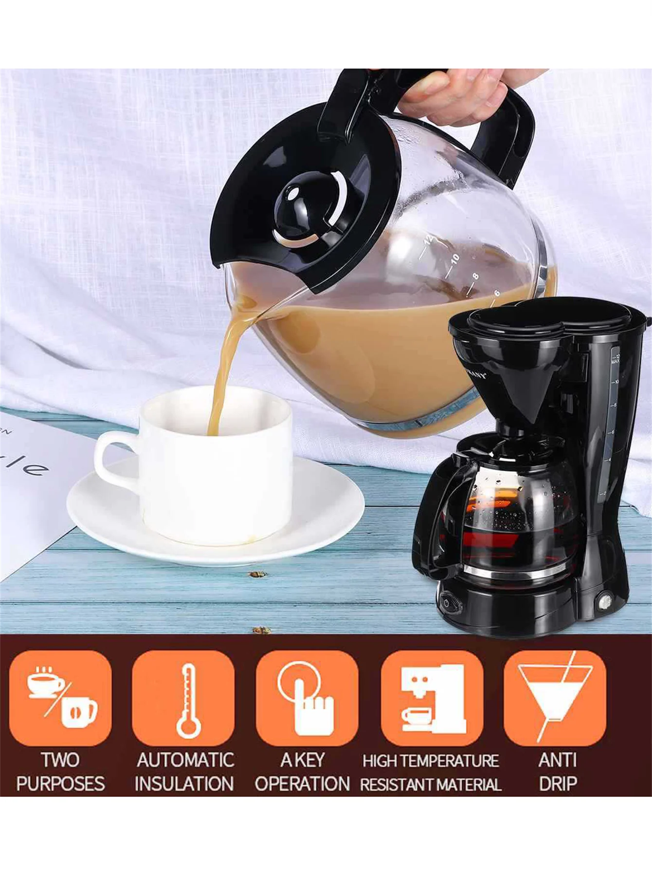 123ACoffee machine, spin-out removable filter basket, strap filter, easy to clean. Mobile coffee funnel, nylon filter, anti-drip