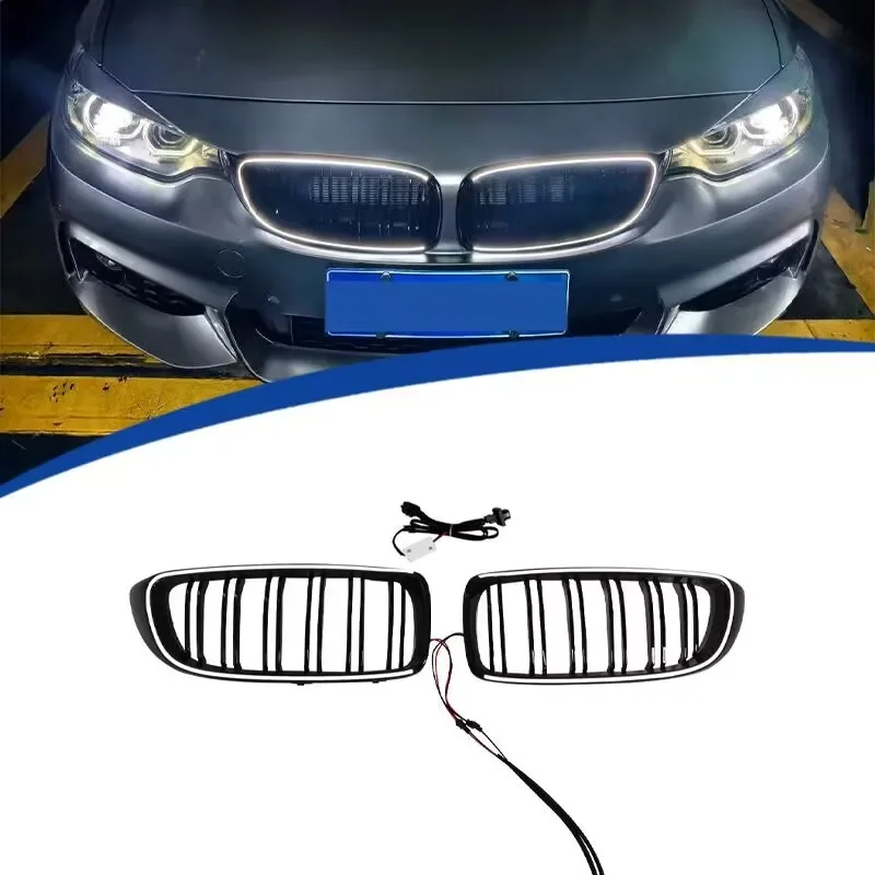 

LED Net Light For BMW 4 Series F32 2013 2014 2015 2016 2017 2018 2019 Luminous Center Grid Modified Ring Front Grille Net Light