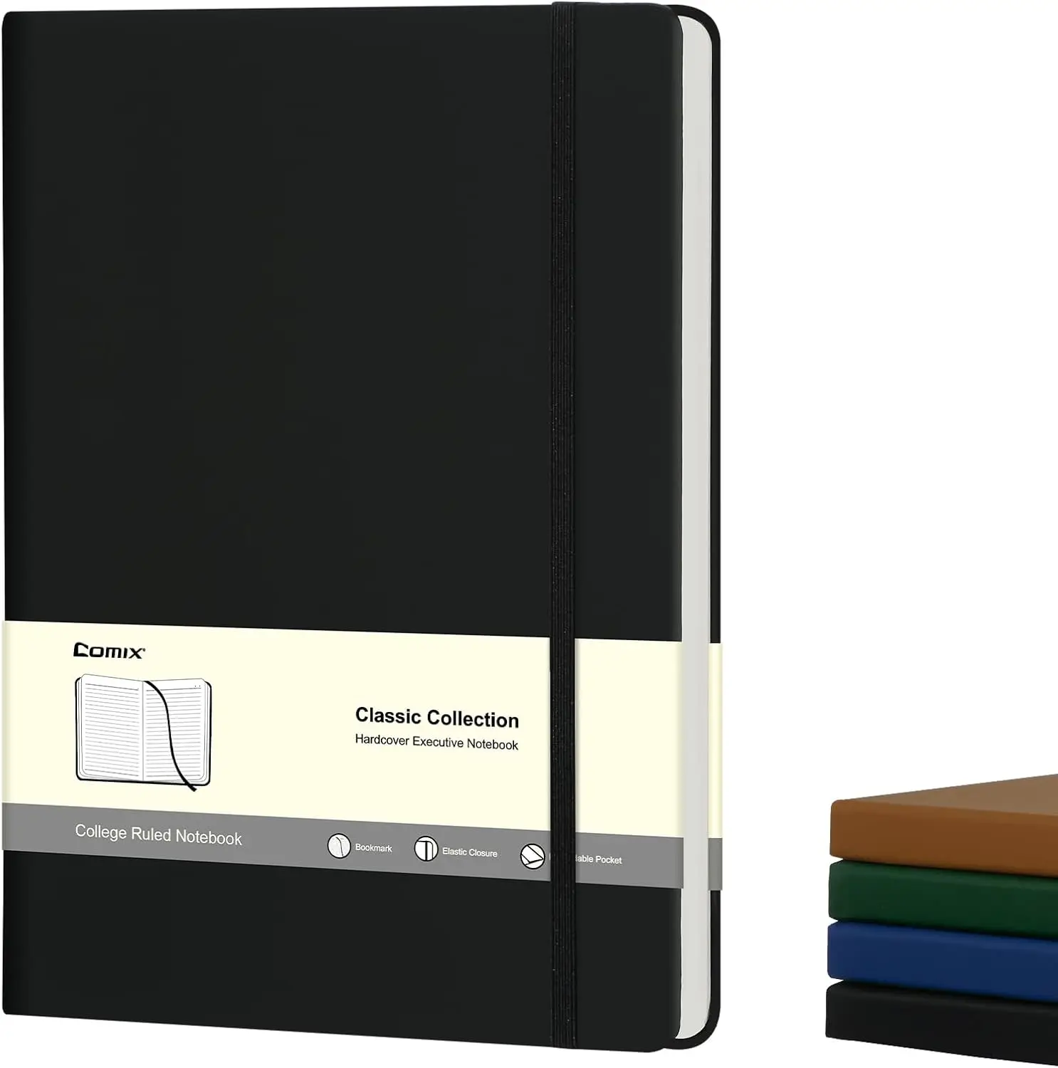 

B5 Lined Journal Notebook, 208 Pages, 6.9x9.8 Inches, Black, Hardcover for Office, School, Notes