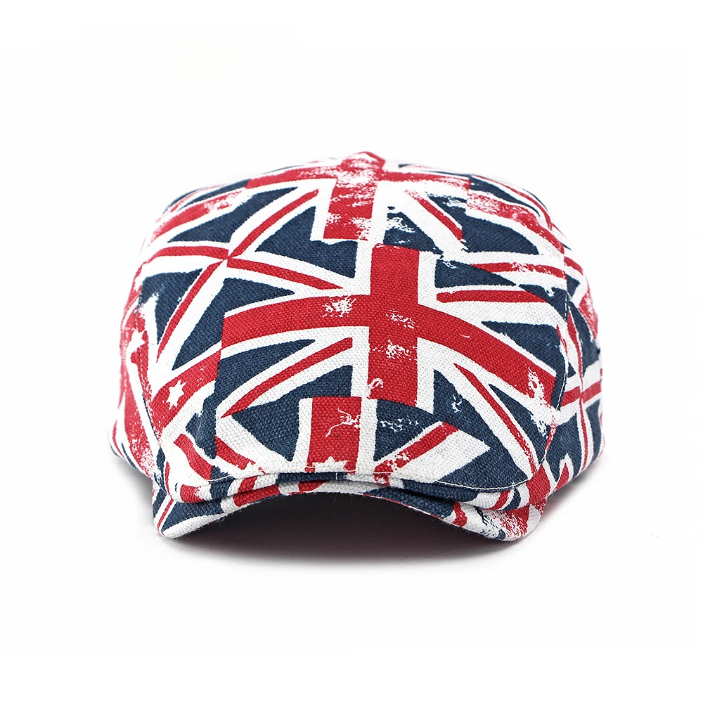 ヴィンテージ英国国旗プリントフラットキャップ ユニセックス - Newsboy Cap Ivy のレビューと価格